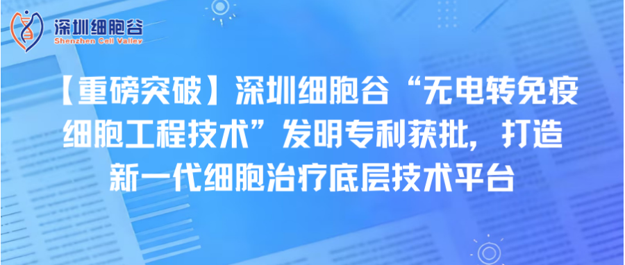 【重磅突破】深圳K8凯发(中国)“无电转免疫细胞工程技术”发明专利获批，打造新一代细胞治疗底层技术平台